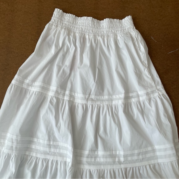 NWT Philosophy Republic (Quince) Cotton Poplin Tiered Maxi Skirt in White - Picture 11 of 16